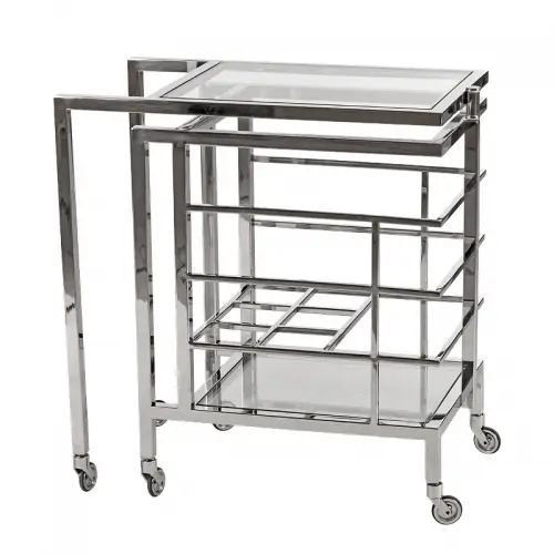 Einzigartig und handgefertigt  Bar Trolley Ernesto 72x42x77cm With Clear Glass