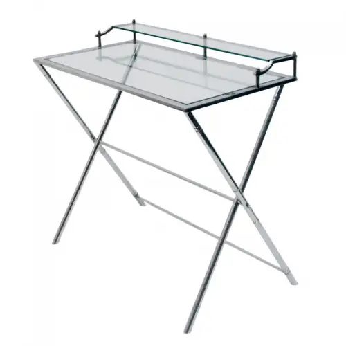 Einzigartig und handgefertigt  Schreibtisch Garrick 83x50x89cm mit Klarglas