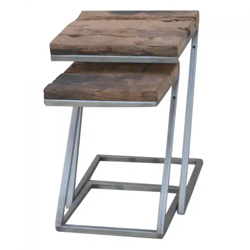 Einzigartig und handgefertigt  Beistelltisch-Set Ramsey 42x42x59cm