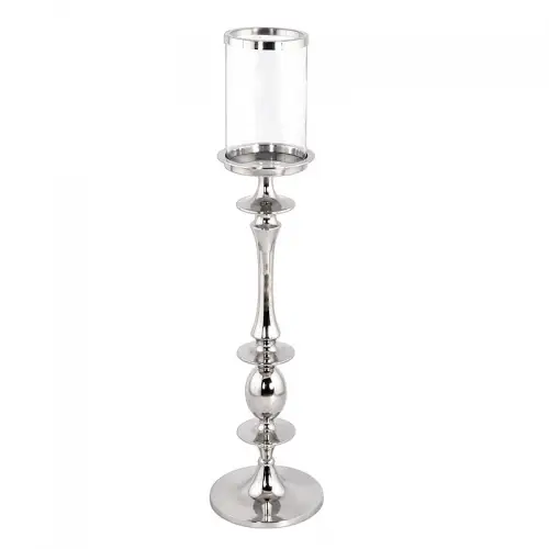 Einzigartig und handgefertigt  Bodenkerze Hurricane Laura 20x20x125cm silber