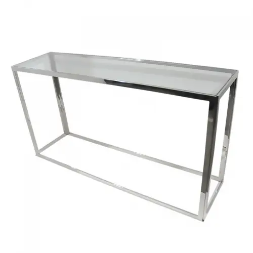 Einzigartig und handgefertigt  Tisch Allan 150x40x78cm Klarglas silber