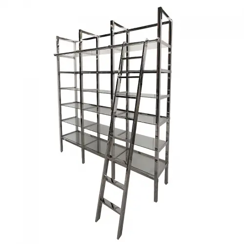 Einzigartig und handgefertigt  Schrank Highland 223x45x245cm Silber / Klarglas