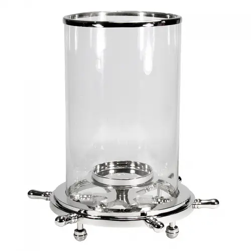 Einzigartig und handgefertigt  Huricane Hector 44x44x32cm Schiffssteuerung silber