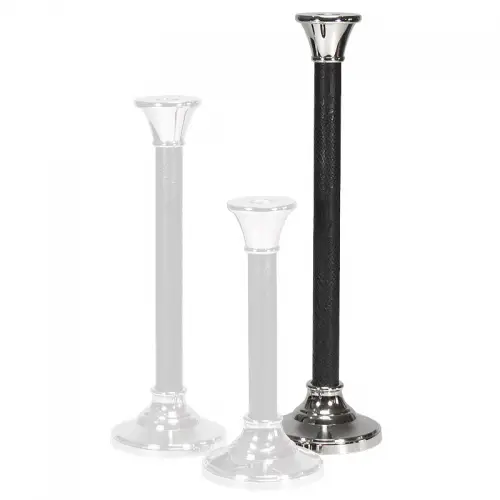 Einzigartig und handgefertigt  Kerzenständer Carlow 12x12x43cm Groß silber und schwarz