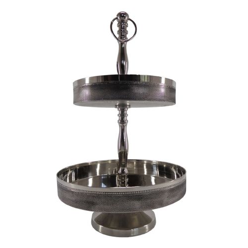 Einzigartig und handgefertigt  Ständer 2-Tier Aurora 25x25x42cm silber