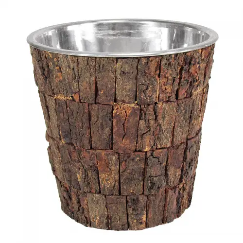 Einzigartig und handgefertigt  Weinkühler 22x22x21cm mit Holz und Silber