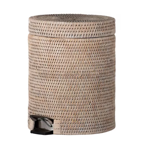 Einzigartig und handgefertigt  Tret-Mülleimer Jada 23x23x30cm Whitewash