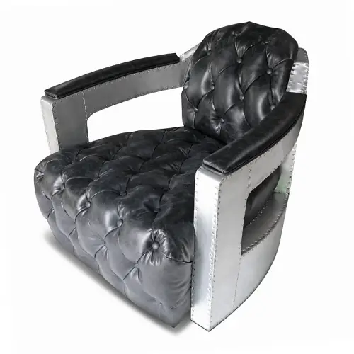 Einzigartig und handgefertigt  Dalton aviator-Sessel im Flugzeugstil aus Leder