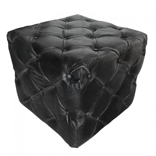 Einzigartig und handgefertigt  Ecliss Hocker quadratisch mit Chesterfield-Naht