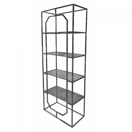 Einzigartig und handgefertigt  Schrank Lamesa 76x38x198cm Silber Klarglas