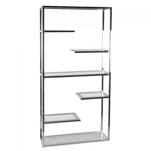 Einzigartig und handgefertigt  Regal Fenton 110x36x220cm Silber Klarglas