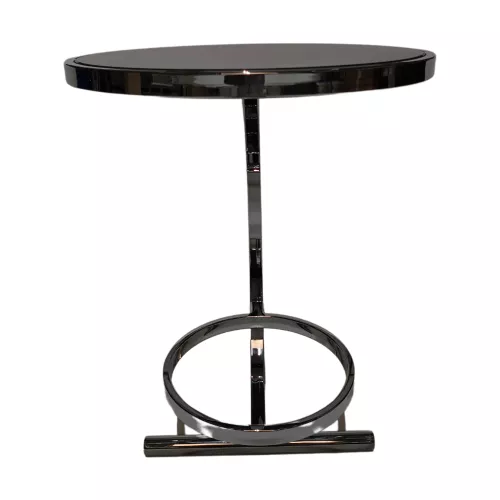 Einzigartig und handgefertigt  Side Table Milano 50x50x57cm With Black Glass